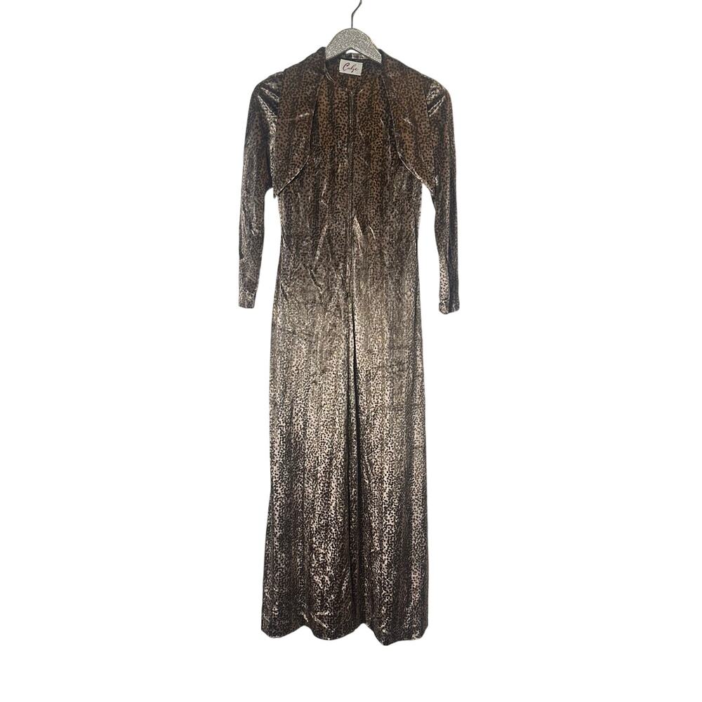Carlye Vintage Leopard Print Velvet Maxi Dress